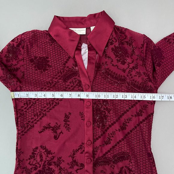 NWOT Valerie Stevens Separates Petite Sheer Stretch Blouse Red Size PS - Picture 5 of 10